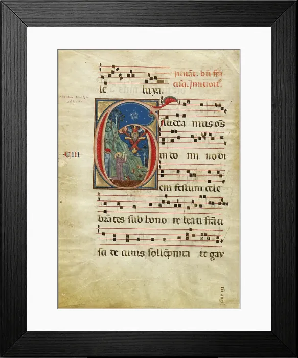 Framed Print : Initial G: The Stigmatization of St. Francis, about 1275. Creator: Rinaldo da Siena Framed Print : Initial G: The Stigmatization of St. Francis, about 1275. Creator: Rinaldo da Siena