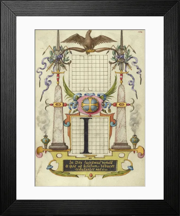 Framed Print : Guide for Constructing the Letter I; Mira calligraphiae monumenta, about 1591-1596. Creator: Joris Hoefnagel Framed Print : Guide for Constructing the Letter I; Mira calligraphiae monumenta, about 1591-1596. Creator: Joris Hoefnagel