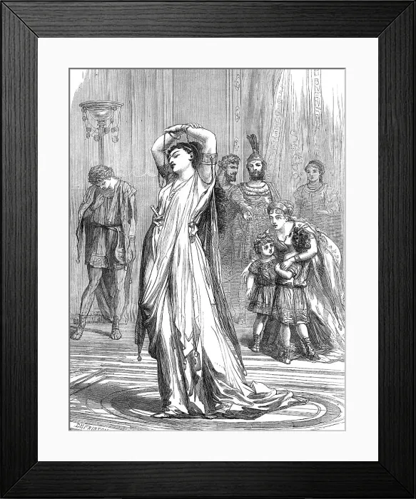 Framed Print : Scene from Medea in Corinth, at the Lyceum Theatre, 1872. Creator: Unknown Framed Print : Scene from Medea in Corinth, at the Lyceum Theatre, 1872. Creator: Unknown