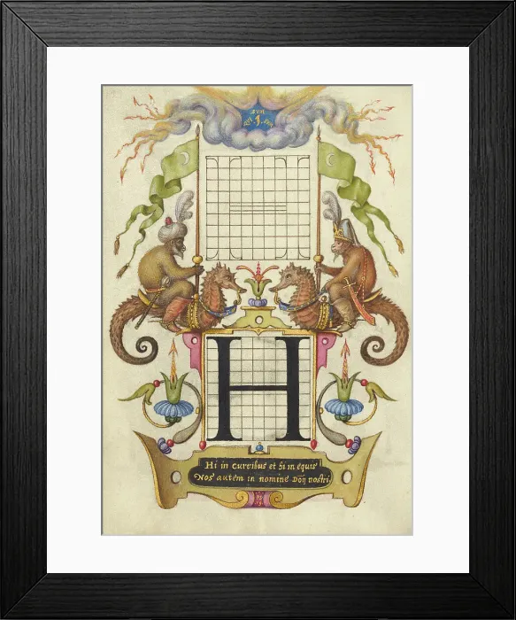 Framed Print : Guide for Constructing the Letter H; Mira calligraphiae monumenta, about 1591-1596. Creator: Joris Hoefnagel Framed Print : Guide for Constructing the Letter H; Mira calligraphiae monumenta, about 1591-1596. Creator: Joris Hoefnagel