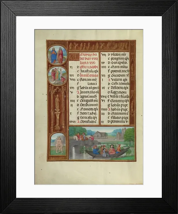 Framed Print : May Calendar Page: Music Making: Gemini; Spinola Hours, about 1510-1520. Creator: Workshop of the Master of James IV of Scotland Framed Print : May Calendar Page: Music Making: Gemini; Spinola Hours, about 1510-1520. Creator: Workshop of the Master of James IV of Scotland