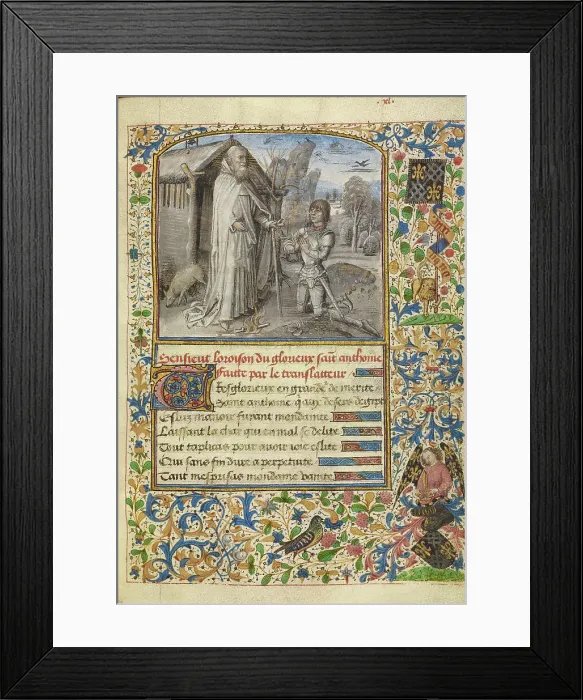 Framed Print : A Young Knight in Armour Kneeling in Prayer before Saint Anthony, about 1465-1470. Creator: Dreux Jean Framed Print : A Young Knight in Armour Kneeling in Prayer before Saint Anthony, about 1465-1470. Creator: Dreux Jean