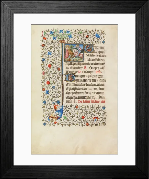 Framed Print : Saint George and the Dragon; Book of Hours, about 1440-1450. Creator: Workshop of the Bedford Master Framed Print : Saint George and the Dragon; Book of Hours, about 1440-1450. Creator: Workshop of the Bedford Master