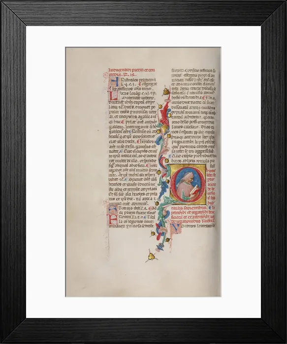 Framed Print : Initial Q: Bust Portrait of a Man, early 15th century. Creator: Cristoforo Cortese