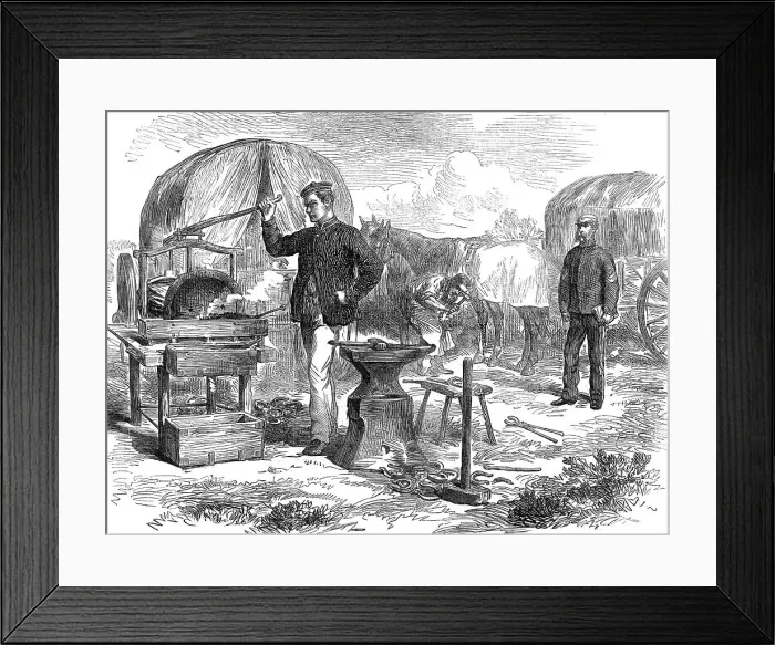Framed Print : The Autumn Campaign: the forge, Army Service Corps. 1872. Creator: Unknown Framed Print : The Autumn Campaign: the forge, Army Service Corps. 1872. Creator: Unknown