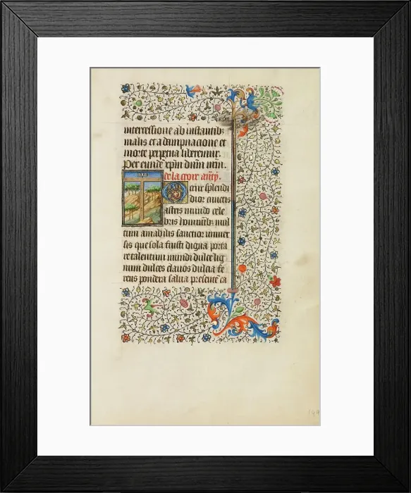 Framed Print : A Cross in a Landscape; Book of Hours, about 1440-1450. Creator: Workshop of the Bedford Master Framed Print : A Cross in a Landscape; Book of Hours, about 1440-1450. Creator: Workshop of the Bedford Master
