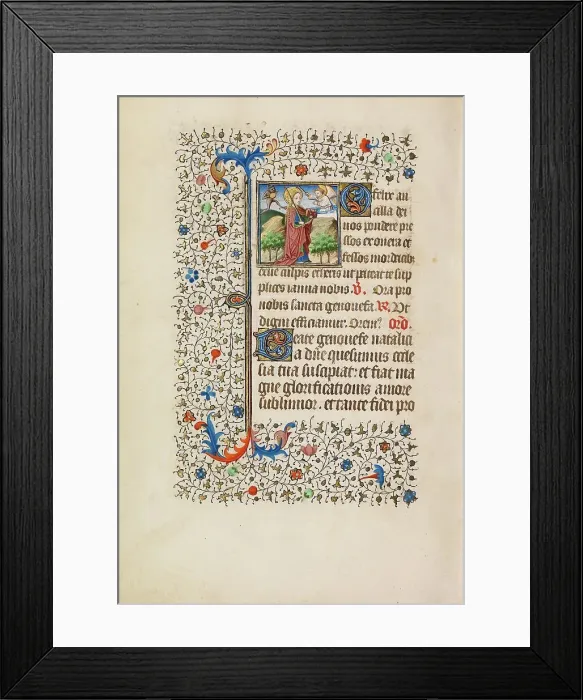 Framed Print : Saint Genevieve with a Candle and a Book; Book of Hours, about 1440-1450. Creator: Workshop of the Bedford Master Framed Print : Saint Genevieve with a Candle and a Book; Book of Hours, about 1440-1450. Creator: Workshop of the Bedford Master
