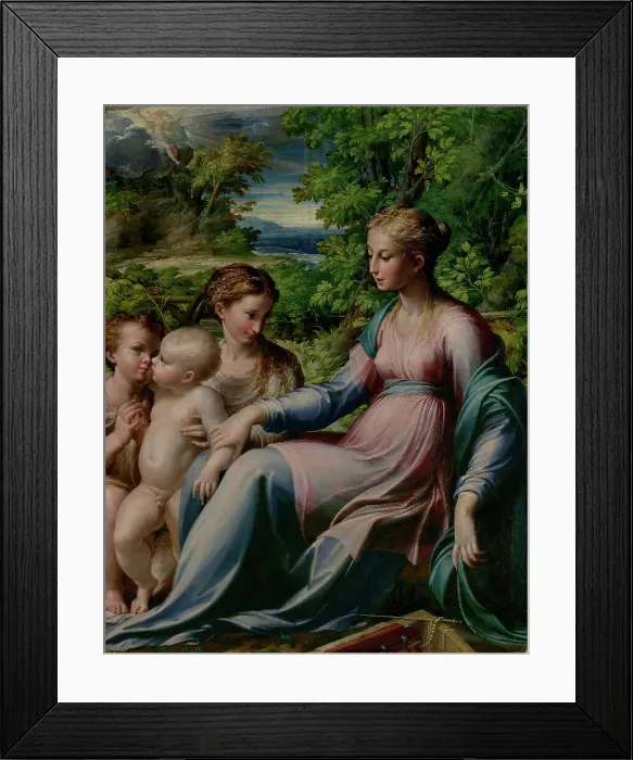 Framed Print : Virgin and Child with Saint John the Baptist and Mary Magdalene, about 1535-1540. Creator: Parmigianino Framed Print : Virgin and Child with Saint John the Baptist and Mary Magdalene, about 1535-1540. Creator: Parmigianino