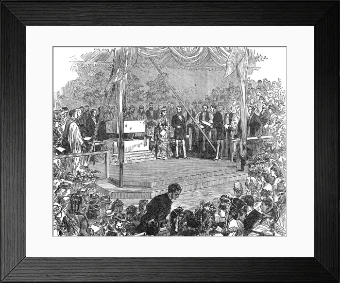 Framed Print : The Princess of Wales laying the foundation-stone of the Hospital for Sick Children, 1872. Creator: Unknown Framed Print : The Princess of Wales laying the foundation-stone of the Hospital for Sick Children, 1872. Creator: Unknown