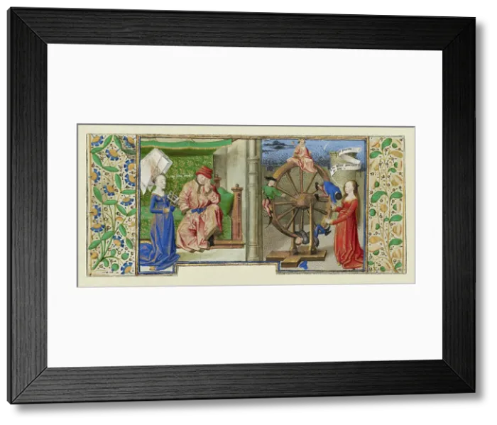 Framed Print : Miniatures from Boethius, Consolation de philosophie, about 1460-1470. Creators: Master of Coetivy, Jean de Meun Framed Print : Miniatures from Boethius, Consolation de philosophie, about 1460-1470. Creators: Master of Coetivy, Jean de Meun