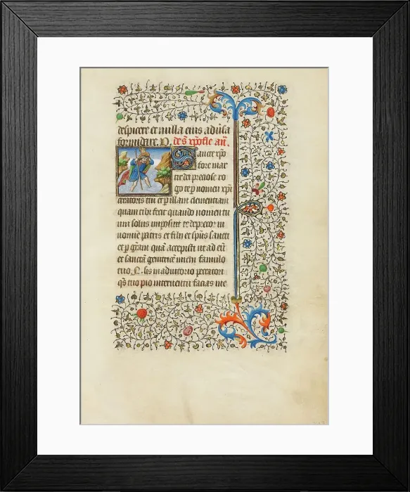 Framed Print : Saint Christopher Carrying the Christ Child; Book of Hours, about 1440-1450. Creator: Workshop of the Bedford Master