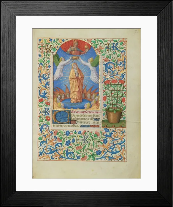 Framed Print : The Coronation of the Virgin; Katherine Hours, about 1480-1485. Creator: Jean Bourdichon Framed Print : The Coronation of the Virgin; Katherine Hours, about 1480-1485. Creator: Jean Bourdichon