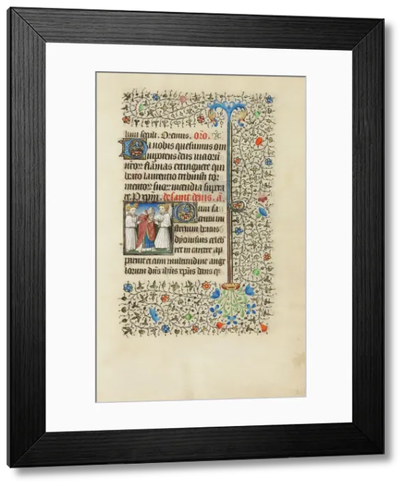 Framed Print : Saint Denis Carrying his Head; Book of Hours, about 1440-1450. Creator: Workshop of the Bedford Master Framed Print : Saint Denis Carrying his Head; Book of Hours, about 1440-1450. Creator: Workshop of the Bedford Master