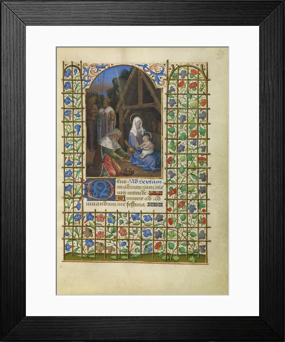 Framed Print : The Adoration of the Magi; Katherine Hours, about 1480-1485. Creator: Jean Bourdichon Framed Print : The Adoration of the Magi; Katherine Hours, about 1480-1485. Creator: Jean Bourdichon