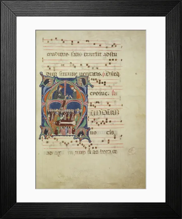 Framed Print : Leaf from an Antiphonal, about 1265. Creator: Bolognese Illuminator of the First Style Framed Print : Leaf from an Antiphonal, about 1265. Creator: Bolognese Illuminator of the First Style