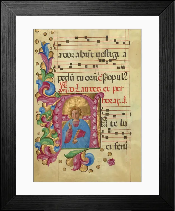 Framed Print : Initial A: Young Christ Blessing, about 1467-1470. Creator: Belbello da Pavia Framed Print : Initial A: Young Christ Blessing, about 1467-1470. Creator: Belbello da Pavia