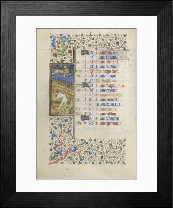 Framed Print : A Man Reaping; Book of Hours, about 1415-1420. Creator: Workshop of the Master of the Rohan Hours Framed Print : A Man Reaping; Book of Hours, about 1415-1420. Creator: Workshop of the Master of the Rohan Hours