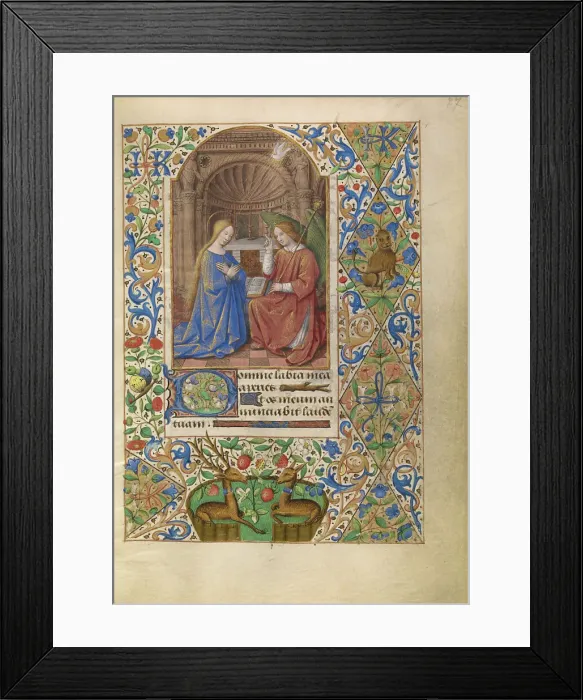 Framed Print : The Annunciation; Katherine Hours, about 1480-1485. Creator: Jean Bourdichon Framed Print : The Annunciation; Katherine Hours, about 1480-1485. Creator: Jean Bourdichon
