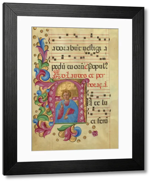 Framed Print : Leaf from Antiphonal P of San Giorgio Maggiore, about 1467-1470. Creator: Belbello da Pavia Framed Print : Leaf from Antiphonal P of San Giorgio Maggiore, about 1467-1470. Creator: Belbello da Pavia