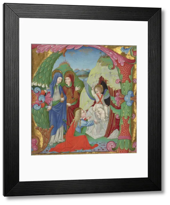 Framed Print : Initial A: The Women at the Tomb, about 1465. Creator: Bartolomeo Rigossi da Gallarate Framed Print : Initial A: The Women at the Tomb, about 1465. Creator: Bartolomeo Rigossi da Gallarate