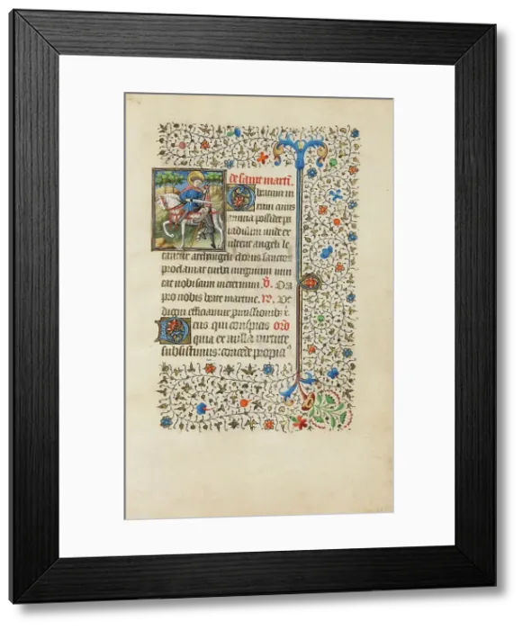 Framed Print : Saint Martin Dividing his Cloak; Book of Hours, about 1440-1450. Creator: Workshop of the Bedford Master Framed Print : Saint Martin Dividing his Cloak; Book of Hours, about 1440-1450. Creator: Workshop of the Bedford Master