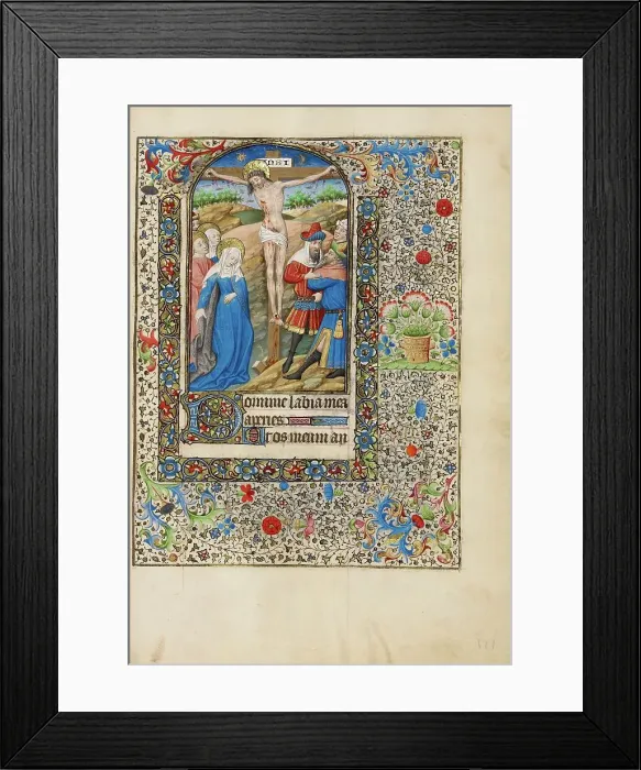 Framed Print : The Crucifixion; Book of Hours, about 1440-1450. Creator: Workshop of the Bedford Master Framed Print : The Crucifixion; Book of Hours, about 1440-1450. Creator: Workshop of the Bedford Master
