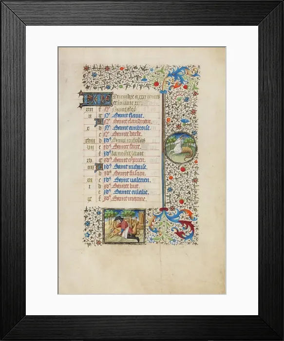 Framed Print : December Calendar Page: Slaughtering a Pig: Capricorn; Book of Hours, about 1440-1450. Creator: Workshop of the Bedford Master Framed Print : December Calendar Page: Slaughtering a Pig: Capricorn; Book of Hours, about 1440-1450. Creator: Workshop of the Bedford Master