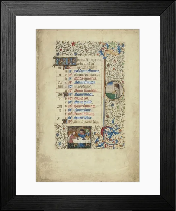 Framed Print : January Calendar Page: Feasting: Aquarius; Book of Hours, about 1440-1450. Creator: Workshop of the Bedford Master Framed Print : January Calendar Page: Feasting: Aquarius; Book of Hours, about 1440-1450. Creator: Workshop of the Bedford Master