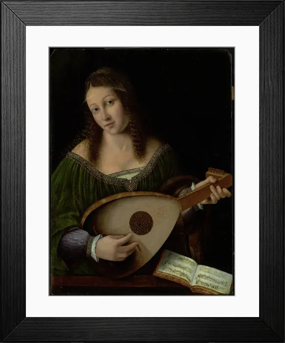 Framed Print : Lady Playing a Lute, about 1530. Creators: Bartolommeo Veneto, Workshop of Bartolomeo Veneto Framed Print : Lady Playing a Lute, about 1530. Creators: Bartolommeo Veneto, Workshop of Bartolomeo Veneto