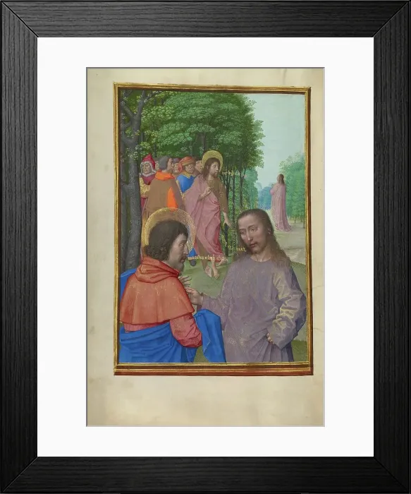 Framed Print : Saint John the Baptist Preaching and Christ with the Apostles; Spinola Hours, about 1510-1520. Creator: Workshop of Master of the First Prayer Book of Maximilian Framed Print : Saint John the Baptist Preaching and Christ with the Apostles; Spinola Hours, about 1510-1520. Creator: Workshop of Master of the First Prayer Book of Maximilian