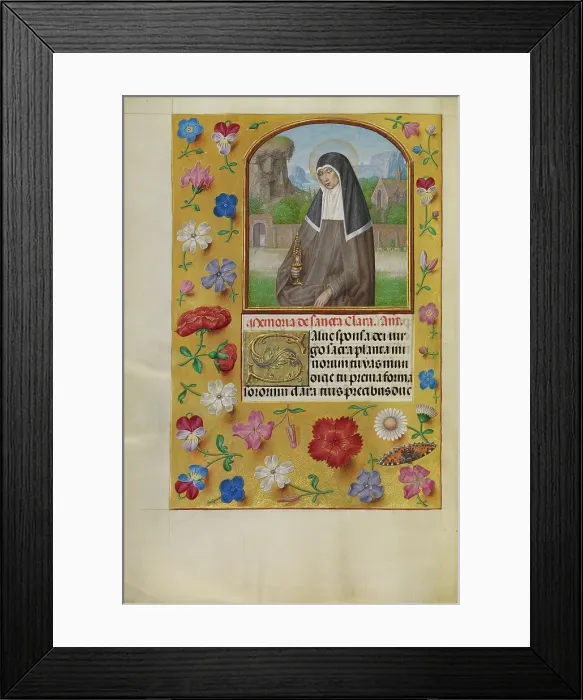 Framed Print : Saint Clara with a Monstrance; Spinola Hours, about 1510-1520. Creator: Workshop of Master of the First Prayer Book of Maximilian Framed Print : Saint Clara with a Monstrance; Spinola Hours, about 1510-1520. Creator: Workshop of Master of the First Prayer Book of Maximilian