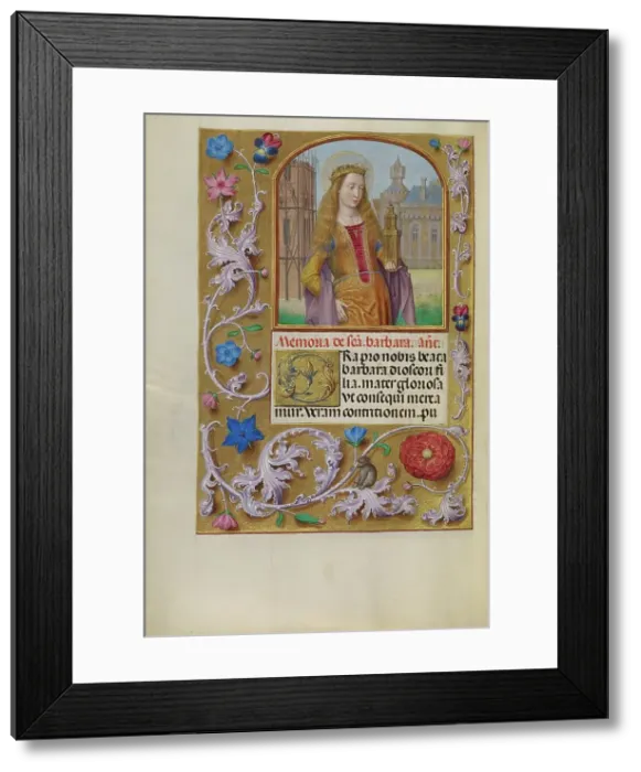 Framed Print : Saint Barbara with a Tower; Spinola Hours, about 1510-1520. Creator: Workshop of Master of the First Prayer Book of Maximilian Framed Print : Saint Barbara with a Tower; Spinola Hours, about 1510-1520. Creator: Workshop of Master of the First Prayer Book of Maximilian