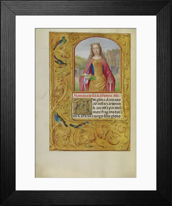 Framed Print : Saint Catherine with a Sword and a Book; Spinola Hours, about 1510-1520. Creator: Workshop of Master of the First Prayer Book of Maximilian Framed Print : Saint Catherine with a Sword and a Book; Spinola Hours, about 1510-1520. Creator: Workshop of Master of the First Prayer Book of Maximilian