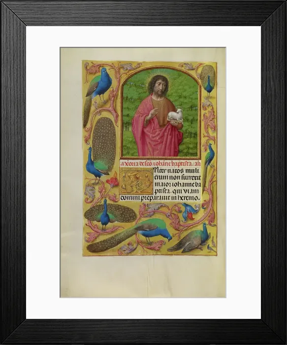 Framed Print : Saint John the Baptist with the Lamb of God on a Book; Spinola Hours, about 1510-1520. Creator: Workshop of Master of the First Prayer Book of Maximilian Framed Print : Saint John the Baptist with the Lamb of God on a Book; Spinola Hours, about 1510-1520. Creator: Workshop of Master of the First Prayer Book of Maximilian