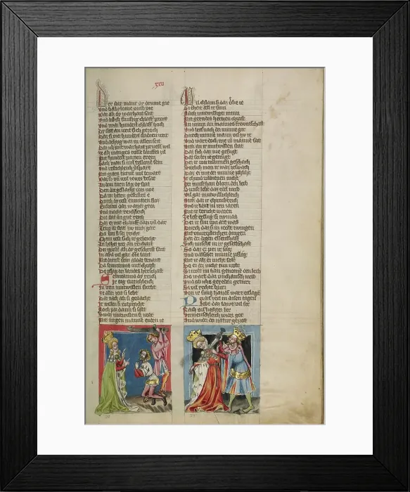 Framed Print : Semiramis Ordering the Death of the King: Semiramis Killed by her Son; Weltchronik, about 1400-1410. Creator: Unknown Framed Print : Semiramis Ordering the Death of the King: Semiramis Killed by her Son; Weltchronik, about 1400-1410. Creator: Unknown