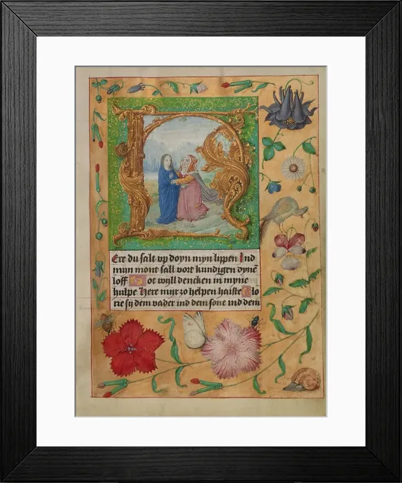 Framed Print : Initial H: The Visitation; Book of Hours, about 1500. Creator: Workshop of Gerard Horenbout Framed Print : Initial H: The Visitation; Book of Hours, about 1500. Creator: Workshop of Gerard Horenbout