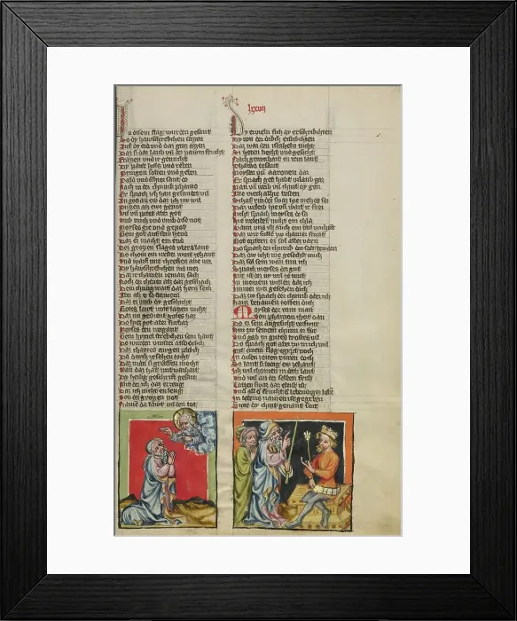 Framed Print : Moses Praying to God: The Plague of Darkness; Weltchronik, about 1400-1410. Creator: Unknown Framed Print : Moses Praying to God: The Plague of Darkness; Weltchronik, about 1400-1410. Creator: Unknown