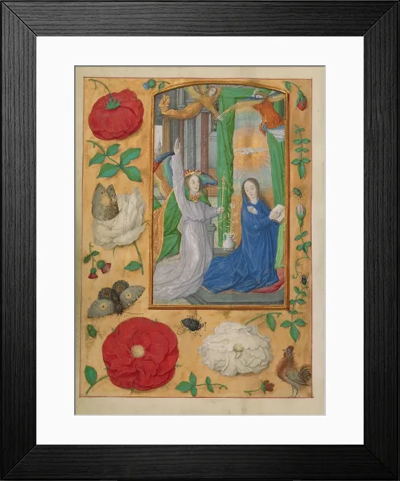 Framed Print : The Annunciation; Book of Hours, about 1500. Creator: Workshop of Gerard Horenbout Framed Print : The Annunciation; Book of Hours, about 1500. Creator: Workshop of Gerard Horenbout