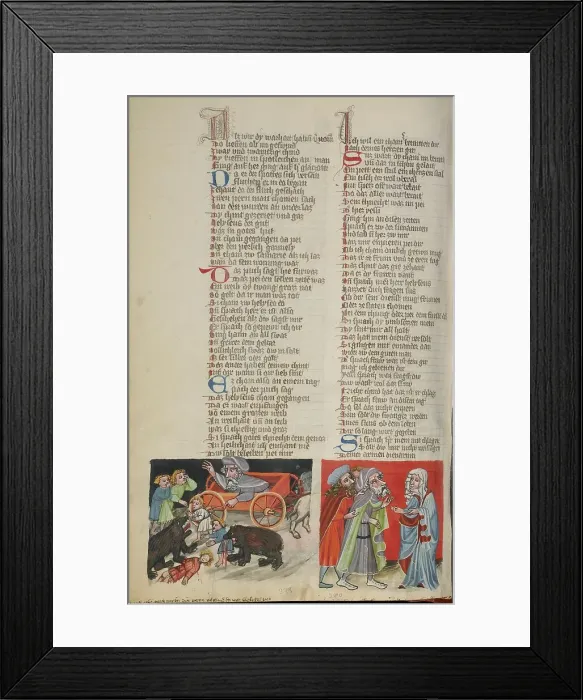 Framed Print : The Punishment of the Children who Mocked Elisha in Bethel: The Widow before Elisha, about 1400-10. Creator: Unknown Framed Print : The Punishment of the Children who Mocked Elisha in Bethel: The Widow before Elisha, about 1400-10. Creator: Unknown