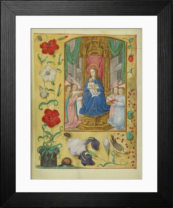 Framed Print : The Virgin and Child Enthroned; Book of Hours, about 1500. Creator: Workshop of Gerard Horenbout Framed Print : The Virgin and Child Enthroned; Book of Hours, about 1500. Creator: Workshop of Gerard Horenbout