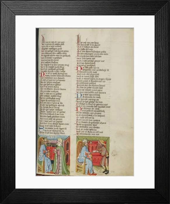 Framed Print : Solomon and the Queen of Sheba: A Messenger Sees Solomon; Weltchronik, about 1400-1410. Creator: Unknown Framed Print : Solomon and the Queen of Sheba: A Messenger Sees Solomon; Weltchronik, about 1400-1410. Creator: Unknown