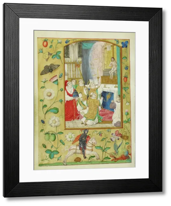 Framed Print : The Mass of Saint Gregory; Book of Hours, about 1500. Creator: Workshop of Gerard Horenbout Framed Print : The Mass of Saint Gregory; Book of Hours, about 1500. Creator: Workshop of Gerard Horenbout