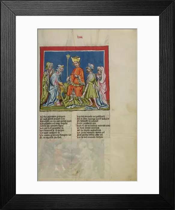 Framed Print : Aaron Transforms the Rod into a Serpent; Weltchronik, about 1400-1410. Creator: Unknown Framed Print : Aaron Transforms the Rod into a Serpent; Weltchronik, about 1400-1410. Creator: Unknown