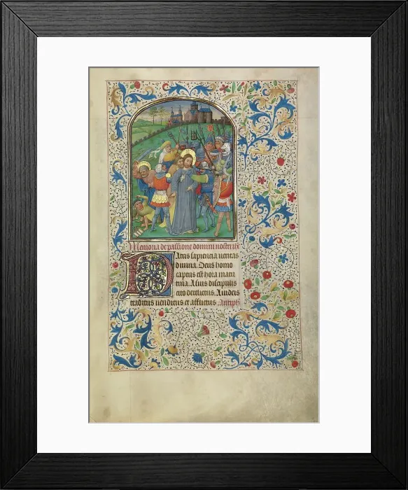 Framed Print : The Betrayal of Christ; Arenberg Hours, early 1460s. Creator: Willem Vrelant Framed Print : The Betrayal of Christ; Arenberg Hours, early 1460s. Creator: Willem Vrelant