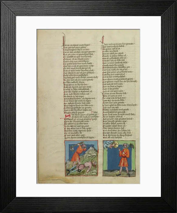Framed Print : The Killing of Abel: Cain's Punishment; Weltchronik, about 1400-1410. Creator: Unknown Framed Print : The Killing of Abel: Cain's Punishment; Weltchronik, about 1400-1410. Creator: Unknown