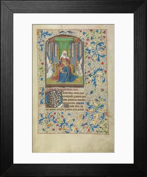 Framed Print : The Virgin and Child with Saint Anne; Arenberg Hours, early 1460s. Creator: Willem Vrelant Framed Print : The Virgin and Child with Saint Anne; Arenberg Hours, early 1460s. Creator: Willem Vrelant