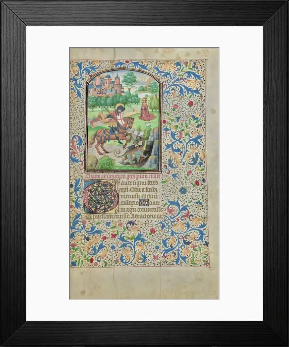 Framed Print : Saint George and the Dragon; Arenberg Hours, early 1460s. Creator: Willem Vrelant Framed Print : Saint George and the Dragon; Arenberg Hours, early 1460s. Creator: Willem Vrelant