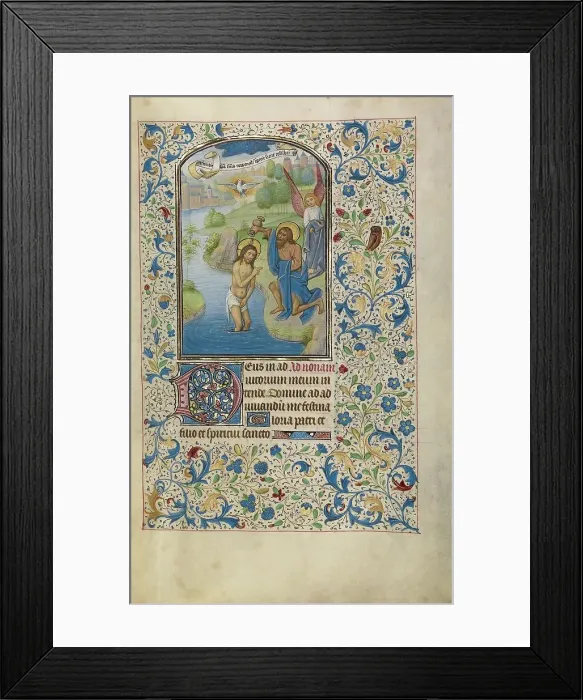 Framed Print : The Baptism of Christ; Arenberg Hours, early 1460s. Creator: Willem Vrelant Framed Print : The Baptism of Christ; Arenberg Hours, early 1460s. Creator: Willem Vrelant