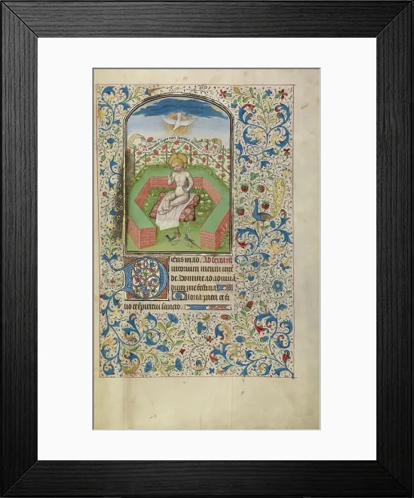 Framed Print : Jesus with an Orb in a Garden; Arenberg Hours, early 1460s. Creator: Willem Vrelant Framed Print : Jesus with an Orb in a Garden; Arenberg Hours, early 1460s. Creator: Willem Vrelant