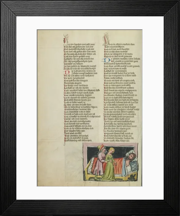 Framed Print : Jacob Receiving Leah as his Wife; Weltchronik, about 1400-1410. Creator: Unknown Framed Print : Jacob Receiving Leah as his Wife; Weltchronik, about 1400-1410. Creator: Unknown
